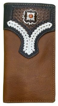 Two-Tone Brown Rodeo Style Leather Bi-fold Wallet